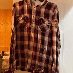 New Harley Davidson button up long sleeve hood